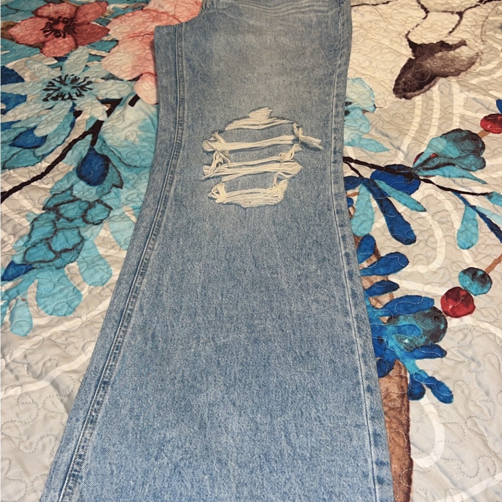 SO Light Blue Distressed Flare Jeans